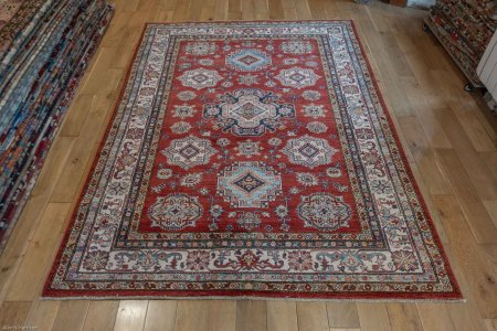 Hand-Knotted Kazak Rug From Afghanistan