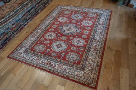 Hand-Knotted Kazak Rug From Afghanistan