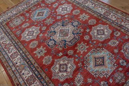 Hand-Knotted Kazak Rug From Afghanistan