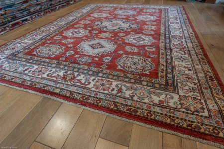 Hand-Knotted Kazak Rug From Afghanistan