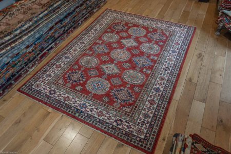 Hand-Knotted Kazak Rug From Afghanistan