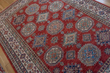 Hand-Knotted Kazak Rug From Afghanistan