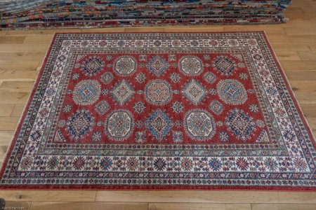 Hand-Knotted Kazak Rug From Afghanistan