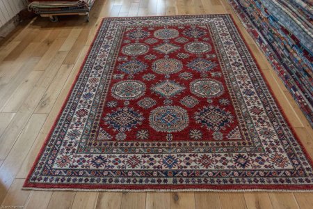 Hand-Knotted Kazak Rug From Afghanistan