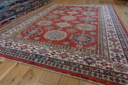 Hand-Knotted Kazak Rug From Afghanistan