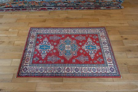 Hand-Knotted Kazak Rug From Afghanistan