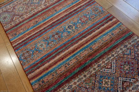 Hand-Knotted Khorjin Rug From Afghanistan