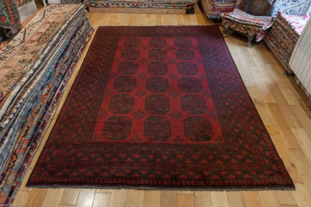 Hand-Knotted Aqcha Rug From Afghanistan