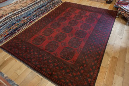 Hand-Knotted Aqcha Rug From Afghanistan