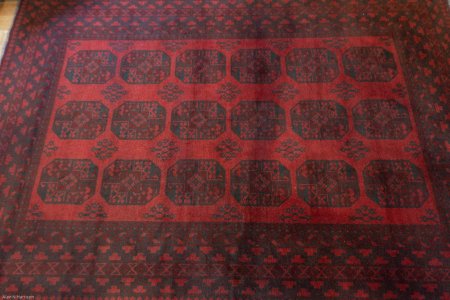 Hand-Knotted Aqcha Rug From Afghanistan