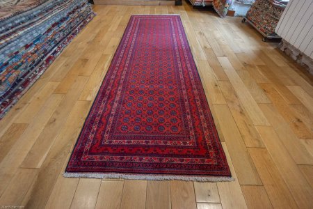 Hand-Knotted Kundoz Runner From Afghanistan