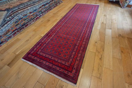 Hand-Knotted Kundoz Runner From Afghanistan