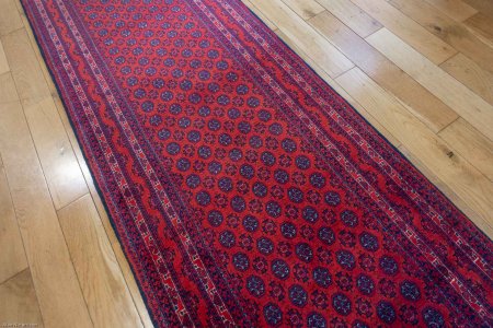 Hand-Knotted Kundoz Runner From Afghanistan