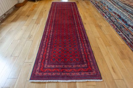 Hand-Knotted Kundoz Runner From Afghanistan