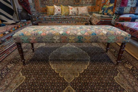 Hand-Made Mazar Stool Kilim Footstool From Afghanistan