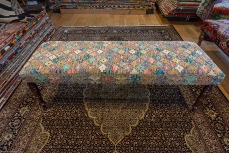 Hand-Made Mazar Stool Kilim Footstool From Afghanistan