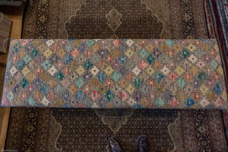 Hand-Made Mazar Stool Kilim Footstool From Afghanistan