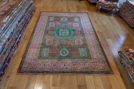 Hand-Knotted Fine Mamluk Rug From Afghanistan