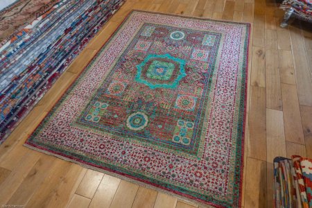 Hand-Knotted Fine Mamluk Rug From Afghanistan