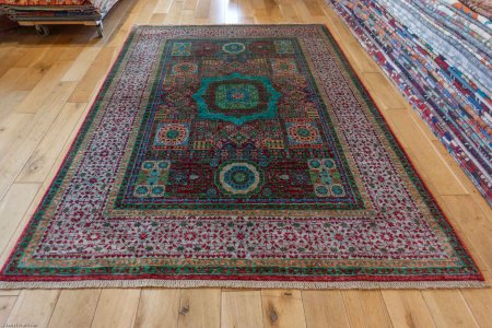 Hand-Knotted Fine Mamluk Rug From Afghanistan