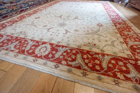 Hand-Knotted Ziegler Rug From Afghanistan