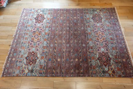 Hand-Knotted Khorjin Rug From Afghanistan