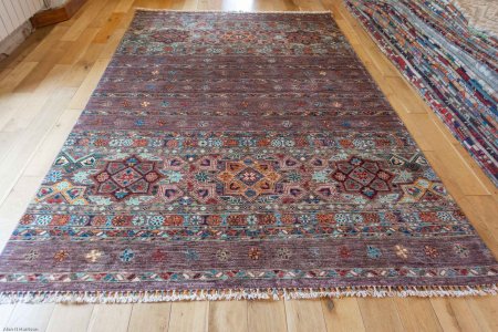 Hand-Knotted Khorjin Rug From Afghanistan