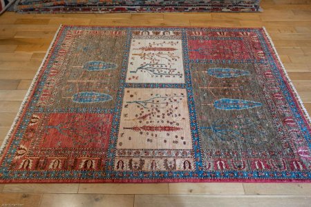 Hand-Knotted Khorjin Rug From Afghanistan