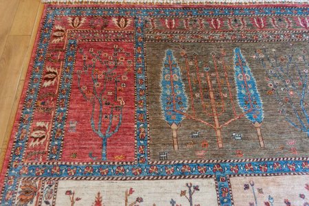 Hand-Knotted Khorjin Rug From Afghanistan