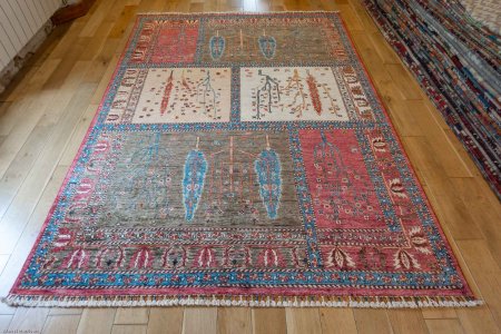 Hand-Knotted Khorjin Rug From Afghanistan