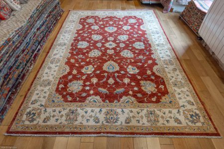 Hand-Knotted Ziegler Rug From Afghanistan