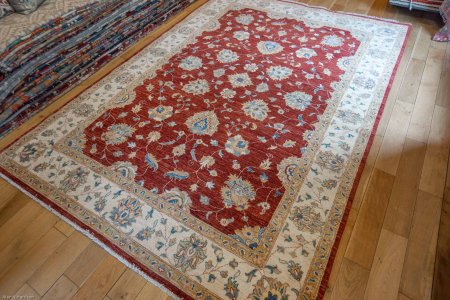 Hand-Knotted Ziegler Rug From Afghanistan
