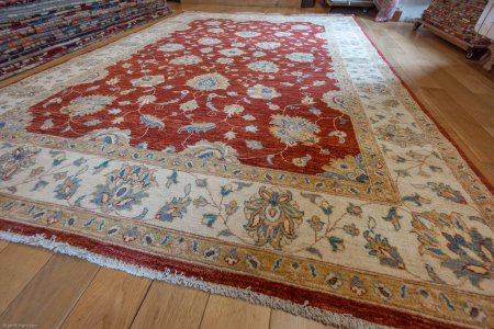 Hand-Knotted Ziegler Rug From Afghanistan