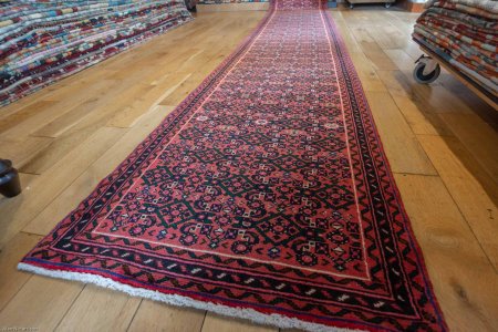 Hand-Knotted Hosseinabad Runner From Iran (Persian)
