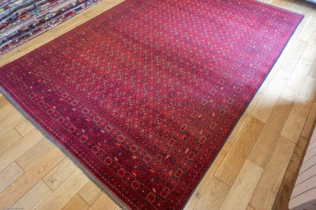 Hand-Knotted Kundoz Rug From Afghanistan