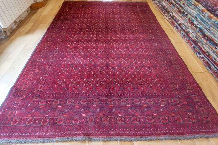 Hand-Knotted Kundoz Rug From Afghanistan