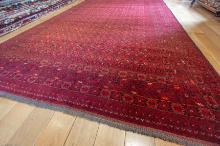 Hand-Knotted Kundoz Rug From Afghanistan