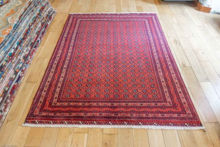 Hand-Knotted Kundoz Rug From Afghanistan