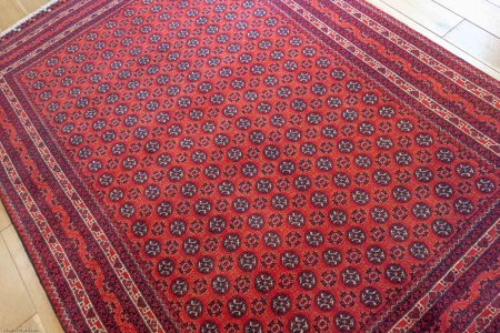 Hand-Knotted Kundoz Rug From Afghanistan