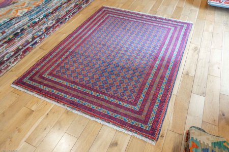 Hand-Knotted Kundoz Rug From Afghanistan