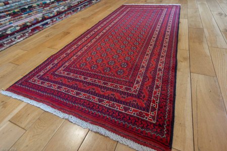 Hand-Knotted Kundoz Rug From Afghanistan