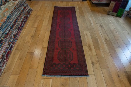 Hand-Knotted Aqcha Runner From Afghanistan