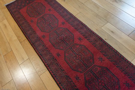 Hand-Knotted Aqcha Runner From Afghanistan