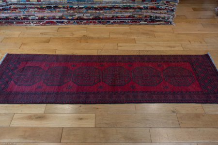 Hand-Knotted Aqcha Runner From Afghanistan