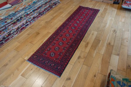 Hand-Knotted Aqcha Runner From Afghanistan