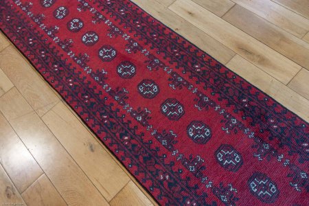 Hand-Knotted Aqcha Runner From Afghanistan