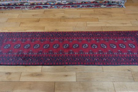 Hand-Knotted Aqcha Runner From Afghanistan
