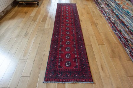Hand-Knotted Aqcha Runner From Afghanistan
