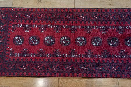 Hand-Knotted Aqcha Runner From Afghanistan