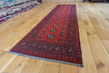 Hand-Knotted Aqcha Runner From Afghanistan